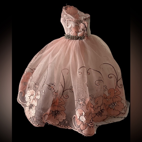 Elegant Pink Floral Doll Dress - Picture 2 of 7